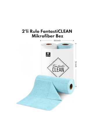 Çok Amaçlı Rulo Mikrofiber Temizlik Bezi 30x30 60 Yapraklı Beyaz - Mavi 2x30 Lu Paket Beyaz - Mavi