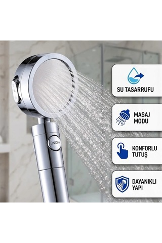Masaj Modlu Su Tasarruflu Ayarlanabilir Duş Başlığı Yağmur Akışlı Çok Renkli