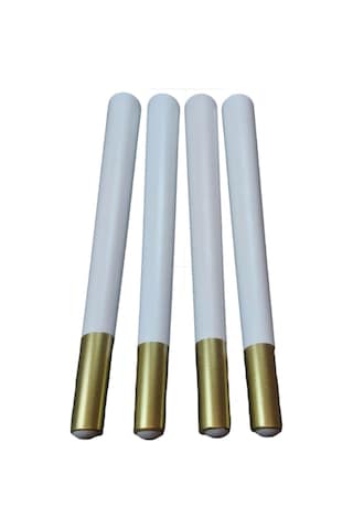 Gürgen Ahşap Sandalye Sehpa Ayağı Metrik-8 Vidalı 42 Cm - 4 Adet Ucu Gold Beyaz Renk