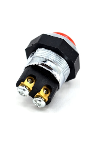 22mm Yaylı Metal Buton Anahtar Kırmızı Vidalı
