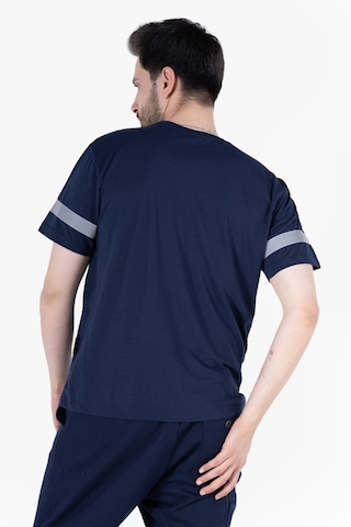 T 2830 Bisiklet Yaka Reflektörlü T-shirt Lacivert