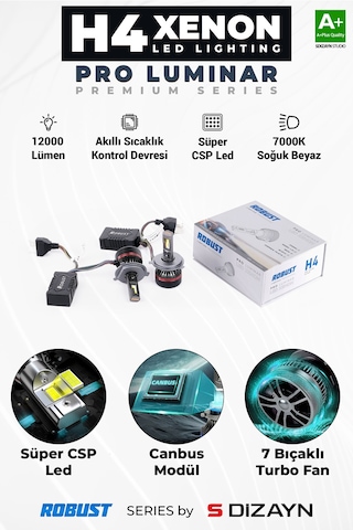 S-dizayn Pro Luminar H4 Led Xenon / 60w / 12000lm / 7000k A+ Kalite