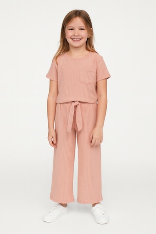 Kız Çocuk Pijama Altı Beli Lastikli Rahat Kalıp Yavruağzı