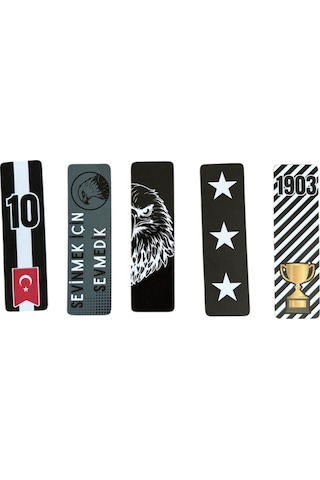 5 Adet Taraftar Kitap Ayracı - Siyah Beyaz 15 Cm