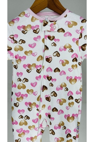 Kalpli Fermuarlı Pamuklu Kız Bebek Tulum 001