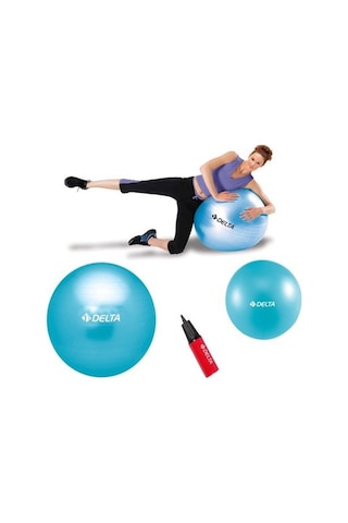 Delta 55 Cm Pilates Topu 25 Cm Mini Denge Topu ve Pompası Seti