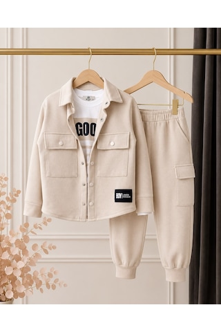 Kokoş Bebe Erkek Çocuk Good Boy Hırkalı 3'lü Takım - 4/12 Yaş - 31896 Krem