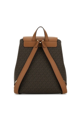 Kadın Monogram Desenli Kapaklı Yazı Logolu Sırt Çantası - Kahverengi Kahverengi