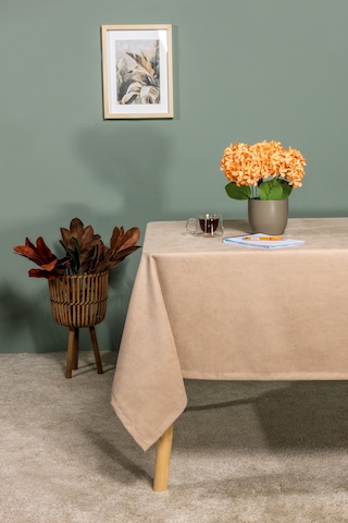Elart Soft Kadife Masa Örtüsü Dikdörtgen 150x220 Cm Vizon Vizon
