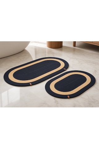 Nakkaş Home 2'li Jüt Klozet Takımı Siyah-gold 2li Oval