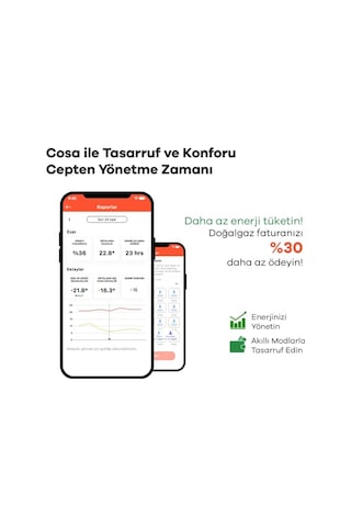 Cosa Akıllı Oda Termostatı Kablosuz Kombi Kontrolü V5 Beyaz
