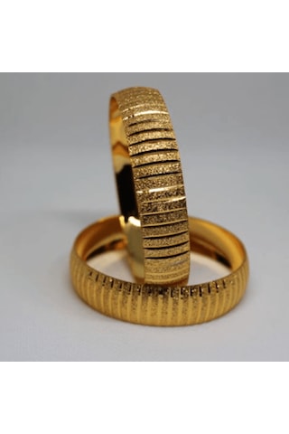 Simli C İzgi Desenli Klasik I Mitasyon Altın Bilezik Gold