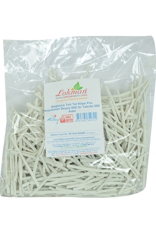 Lokman Avm Bağlama Teli Tel Klips Pvc Kaplamalı Beyaz Takribi 500 Adetli 500 G