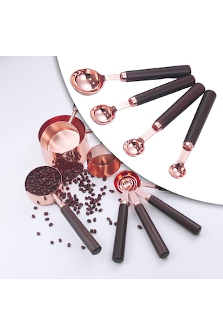 Homyl Çay Kurusu Sıvı Gıda Aksesuarları Için Ahşap Saplı 4 Ölçü Kaşığı