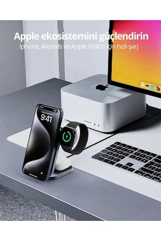 Aukey Lc-mc312-gy Magfusıon Z Qı2 15w Katlanabilir 3 Ü 1 Arada Mıknatıslı Kablosuz Şarj Cihazı Çok Renkli