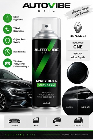 Renault Gne Yıldız Siyahı Sprey Boya - Sprey Basım