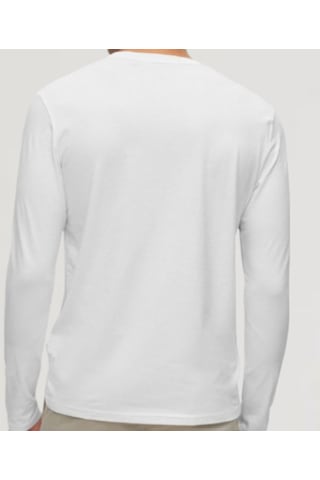 Erkek Uzun Kol Bisiklet Yaka Slimfit Likralı Düz Tişört Beyaz 001