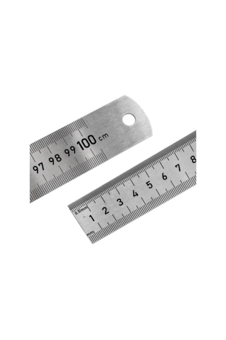 Tuhafiyecimiz Çelik Cetvel Seti, Düz Metal Cetvel 3 Adet 30-50-100 Cm Metalik Genel
