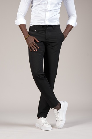 Perpant Slimfit İnce Çizgili Beli İplikli Ve Lastikli Likralı Yazlık Jogger Pantolon Siyah
