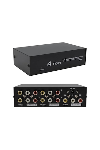 Av-104 4 Port Av Cvbs Rca Video Audio Splitter Çoğaltıcı Dağıtıcı