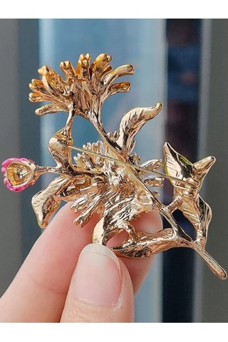 Fashion Jewelry Çiçekli Sert Tohumluk Broş 226483943 Altın Rengi