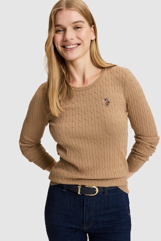 U.S. Polo Assn. Kadın Camel Bisiklet Yaka Basic Kazak 50331602-vr015