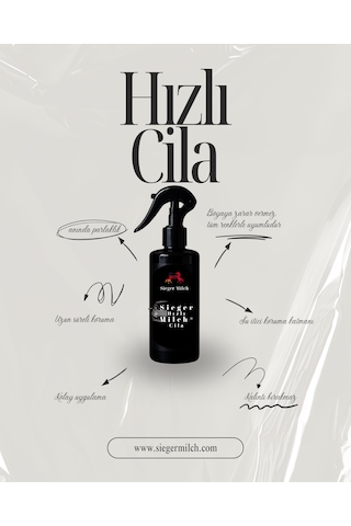 Sieger Milch Hızlı Cila 500 ML + Çift Taraflı Mikrofiber Bez ( 50 x 70 )