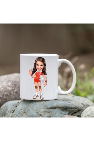 Kişiye Özel Bardak - Karikatür Bardak - Voleybolcu Bardağı Beyaz