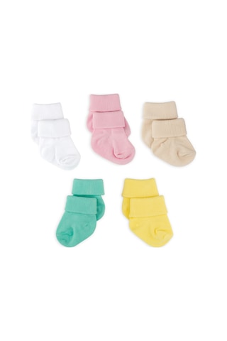 Novibaby 5'li Bambu Yenidoğan Bebek Çorap I Flower I 0-6 ay "Karışık Renkli"