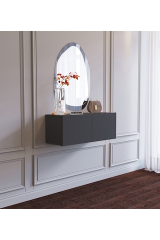 Duvara Monte Antrasit %100 Mdf Fonksiyonel 2 Kapaklı Dresuar Antrasit