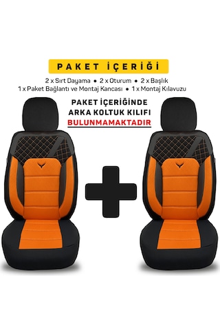 Pandami Oto Koltuk Kılıfı, 1+1 Set, Gofraj / Turuncu