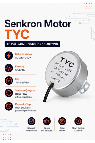Senkron Motor Tyc Ac 220-240v 50/60hz 15/18 Rpm
