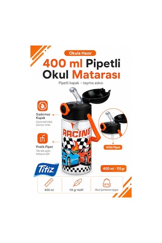 Çocuk Okul Su Matarası 400 Ml Siyah