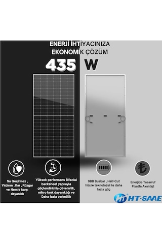 Ht-saae Ht72-16m 435 Watt Beyaz Arka Yüz Güneş Enerji Paneli Half