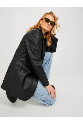 Jack&jones Jjxx Oversize Uzun Kol Deri Kadın Ceket - Minimalist Tarz Siyah