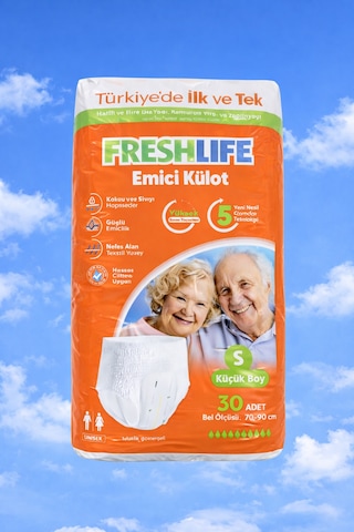 Freshlife Emici Külot S Beden Küçük Boy 30 Adet Yetişkin Hasta Bezi Unisex S