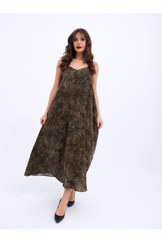 Moderie Butik 6250 Elbise-siyah Haki Altın
