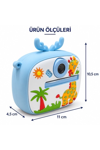 Cmr90 Çocuk Dijital Mini Kamera 1080p Hd 2.0 İnç Ekran Fotorğraf Video Oyun Müzik Usb Şarj Termal Resim Kağıt Baskılı Yazıcı Kamera Video Makinesi Print Kamera Açık Mavi