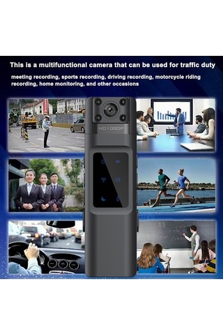 Ulzyvf Yüksek Netlikli Wifi'li Aksiyon Kamerası, Siyah Gece Görüşlü Kompakt Siyah