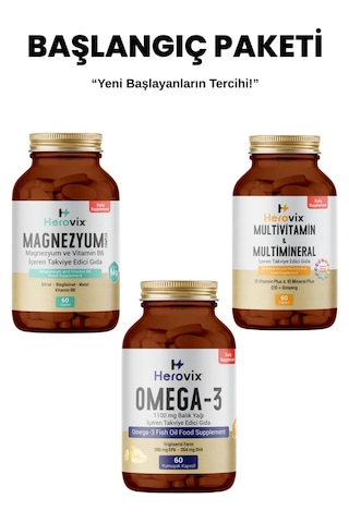 Herovix Sporculara Özel 3'lü Başlangıç Paketi Omega3 - Magnezyum