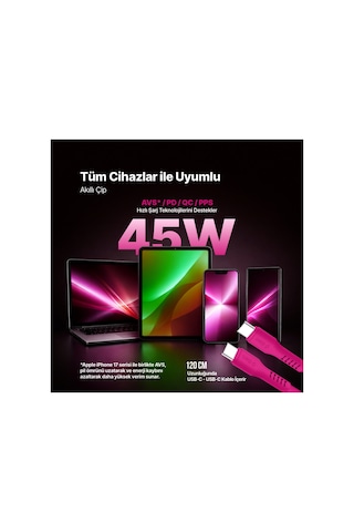 Ttec Smartcharger Gan 45w Avs Pd Seyahat Hızlı Şarj Aleti + Usb-c - Usb-c 3a 120 Cm Kablo Neon 40809782