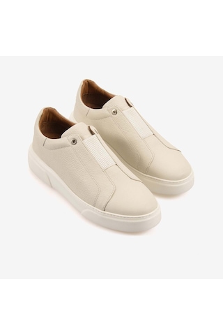 Kemal Tanca Erkek Eva Taban Hakiki Deri Sneaker & Spor Ayakkabı 2534 Ekru