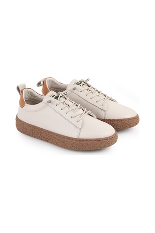 Libero L077.2684 Hakiki Deri Hafif Poli Taban Bağcıklı Kadın Casual Sneaker Ayakkabı 26y Ekru