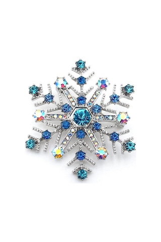 Solfera Kar Tanesi Renkli Zirkon Taşlı Kristal Kış Tema Yaka İğnesi Broş Rz166