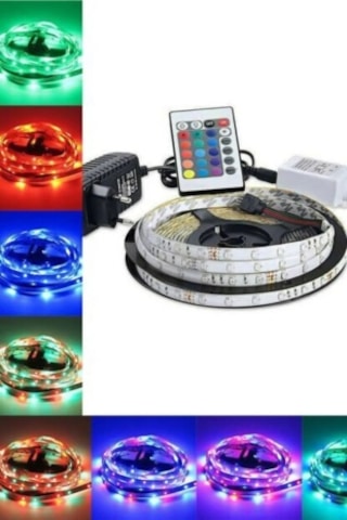 5m Rgb Şerit Led Tak Çalıştır Kumandalı Trafolu Işık Aydınlat