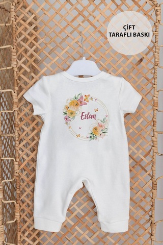 Lilabio %100 Organik Isme Özel Isimli Yazlık 10lu Hastane Çıkışı Ekru