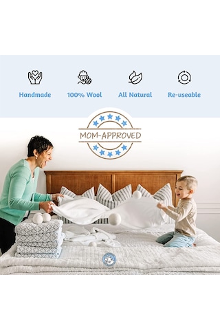 Maiyame 6 Adet Yumuşak Yün Kurutma Topu - Doğal Yün, Kurutma Süresini Kısaltır, Çamaşırları Korur Açık Sarı