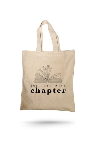 Lunora-collection Just One More Chapter Baskılı Kanvas Bez Çanta Ham Renk