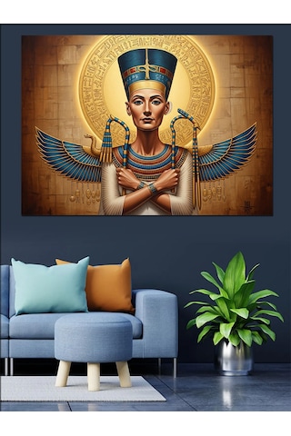Mısır Kraliçesi Nefertiti Heykeli Dekoratif Kanvas - Mdf Ahşap Tablo