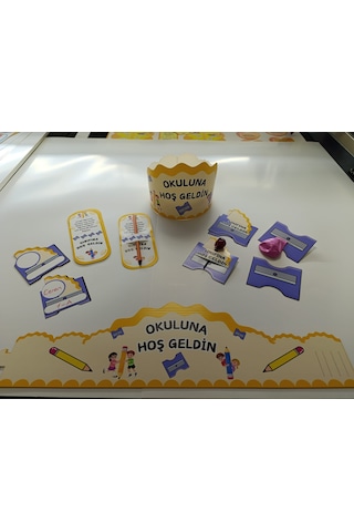 Okuluna / Sınıfına Hoş Geldin Öğrenci Tacı Ve Hediye Kartı Seti 5 Parça 8'li 04 7